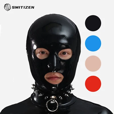 Smitizen Black Glossy Silicone Three-hole Full Cover Hood for Halloween Cosplay - Image 1 of 4