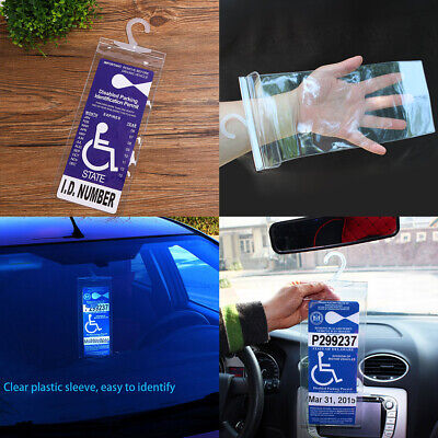 US Handicap Placard Holder Disabled Parking Permit Protector Mirror Tag Hang • 7.59$