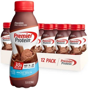 Premier Protein Shake, Chocolate, 30g Protein 1g Sugar 11.5 fl oz (Pack of 12) - Picture 1 of 5