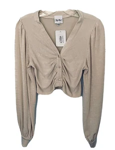 Sky to Moon Top or Shrug Crop Ivory Ballon Sleeve Rihanna Fog Top Small New $60 - Picture 1 of 6