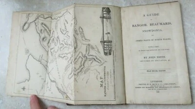 1833 A GUIDE TO BANGOR BEAUMARIS SNOWDONIA NORTH WALES smith FOLD OUT MAP  - Image 1 of 4