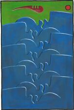 Dimitris C. Milionis "SLEEPING BLUE GIANTS" Study Painting Paper Greek 1996