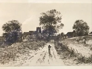 Early 1900s Landscape Drawing | Artist Signed | 22-5/8 x 7-3/4” - Picture 1 of 12