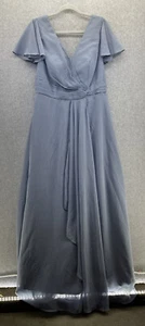 Lavetir Damen formell blau Kurzarm durchsichtig Flatter Tie Back Größe 16 Chiffon - Bild 1 von 16