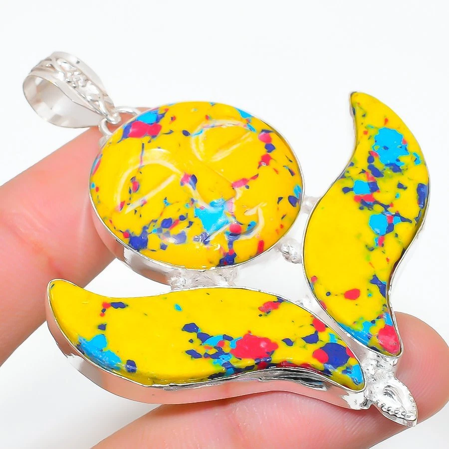 Alas - Mosaico Jaspe Piedras Preciosas Hecho a Mano Joyería Colgante 2.64" PP-811 Foto 1 de 1