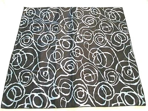 Vintage Ladies Synthetic Scarf-Graphic Silver Patterns on Black-23.5" x 21.5" - Picture 1 of 12