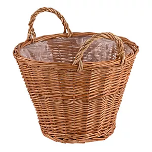 Weiden Pflanzkorb Obst Ernte Holzkorb Gartenkorb 40 cm mit Folie Tragegriffe - Bild 1 von 3