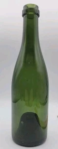 Antike grüne mundgeblasene Weinflasche um 1800’s Deep Punt 9 1/2” hoch schön - Bild 1 von 4