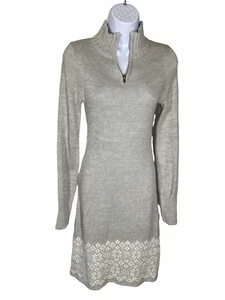 Vestido Suéter Soybu Gris Estampado Nórdico Cuarto Cremallera Manga Larga Para Mujer’s Talla XS - Imagen 1 de 6