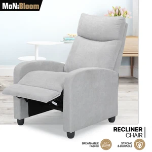 Gray Recliner Chair Lazy Chair Single Modern Sofa Home Living Room Theater Seat - Picture 1 of 10