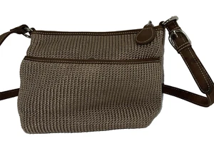 SAJ Damas Monedero Bolso de Mano Marrón Rayas Cremallera Bolsillo Interior Bolsillo Lateral - Imagen 1 de 7