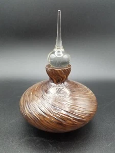 BOTELLA DE PERFUME Vintage J L VIDRIO Multi Tono Marrón Remolino con Dauber - Imagen 1 de 12
