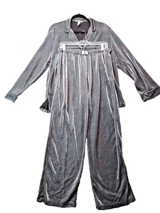 2pc VICTORIA'S SECRET Black Silver Sparkle Thread Top and Pants, Size L BLINGY! - Picture 1 of 23
