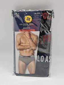 US POLO ASSN 3 Pack Cotton Classic Briefs Men's Big & Tall 3XL Black Gray Red - Picture 1 of 2