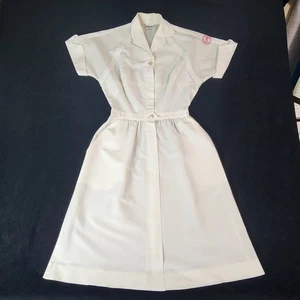 Barco California Womens Dress 10 White Nurse Uniform Zipper Button Front #2075 - Picture 1 of 24