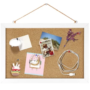 Cork Bulletin Board 12x7.8" White Frame Wall Hanging Office Vision Board - Picture 1 of 7