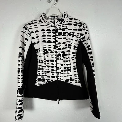 Chaqueta activa Joseph Ribkoff para mujer con estampado blanco y negro con cremallera frontal talla 10 Foto 1 de 4