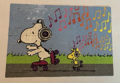 Peanuts Snoopy Woodstock Roller Skating Jigsaw Puzzle 1982 Milton Bradley VTG - Image 1 of 4