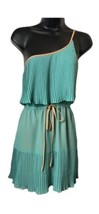 T.L.H By Hype One Shoulder Dress Layered Sheer Teel Gold/tan Woman’s Size XS - Picture 1 of 8