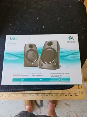 Logitech Z130 Compact 2.0 Stereo Speakers 3.5mm Jack Black - Image 1 of 4