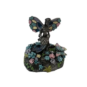 Fairy Trinket Box Figurine Fairycore Butterflies Flowers 1940s Style Mermaidcore - Picture 1 of 14