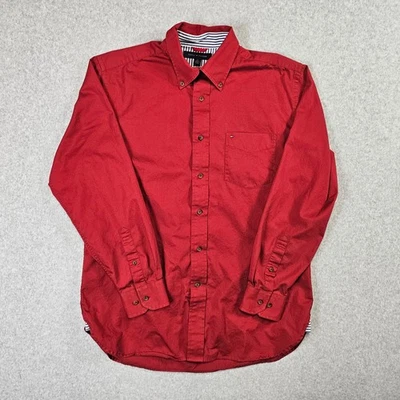 Tommy Hilfiger Casual Button-Down Shirt Men's Red Medium Cotton - Image 1 of 4
