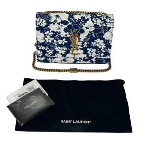 Saint Laurent Kleine Umhängetasche Kate Blau Hawaiian Print Canvas Kettenriemen - Bild 1 von 21
