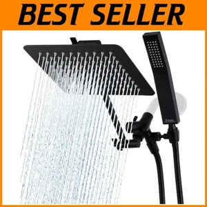 Dual Square Shower Head Combo - Matte Black - Picture 1 of 8