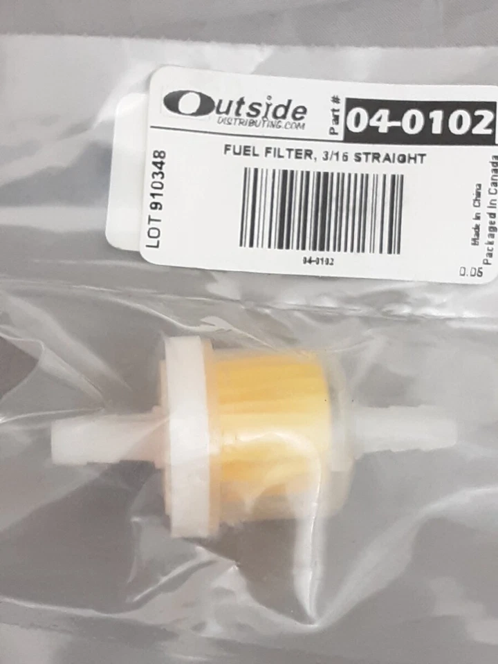 NEW Outside Distributing 04-0102 Fuel Filter, 3/16 Straight Universal - Image 1 of 1