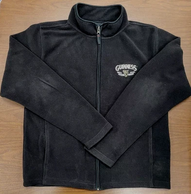 Guinness Beer - Black Fleece Full Zip Jacket Coat Men's XL Irish Embroidered - Image 1 of 4