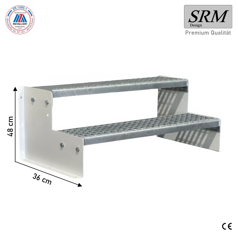 Scala da appoggio scala autoportante 2 gradini bianca 60 - 160 cm larghezza, altezza 36 cm - Immagine 1 di 1