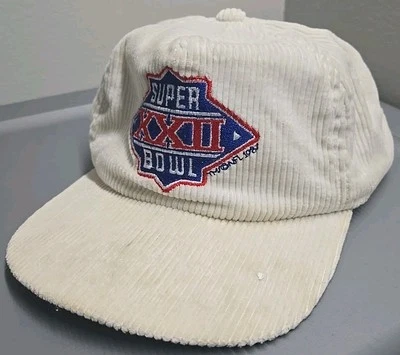 Sombrero de pana vintage años 80 espalda a presión Super Bowl 22 NFL fútbol grunge clásico Foto 1 de 4