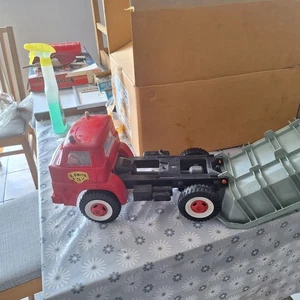 Plastic Vintage Unbranded Volvo Tipper Truck Large Scale Red/Blue - Picture 1 of 2