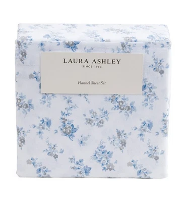 Juego de Sábanas Laura Ashley KING 100% Algodón Franela Audrey Gris/Glu Floral Nuevo Foto 1 de 3