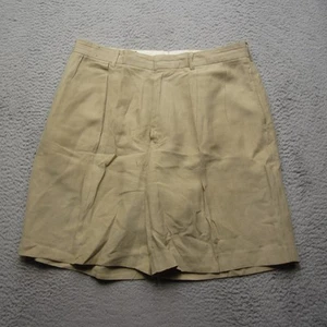 Polo Golf Ralph Lauren Shorts Mens 35 Brown Linen Silk Dress Pleated Casual - Picture 1 of 12
