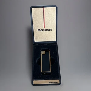 Encendedor de butano vintage Working Art Blaze de Maruman negro dorado AP02 Japón - Imagen 1 de 6