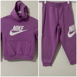 Nike Girls Size Small Kids Purple Tracksuit Set EUC Comfy Logo Swoosh Everyday - Picture 1 of 15