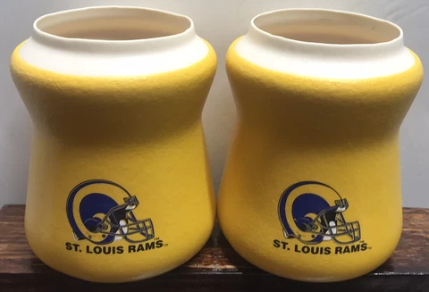 VINTAGE St. Louis RAMS Tuffoams Koozie Can Holder Coozie Cooler Cup - SET OF 2!! Cover