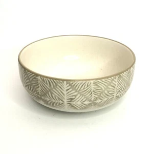 Tazón de sopa de cereal Dansk Lyon Stone cupé Liora Manne hojas blancas borde tostado 6 pulgadas - Imagen 1 de 7