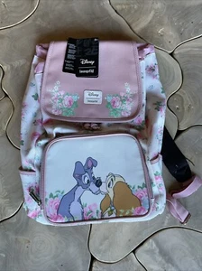 Loungefly Disney Lady and the Tramp Canvas Backpack Floral Pink Drawstring - Picture 1 of 9