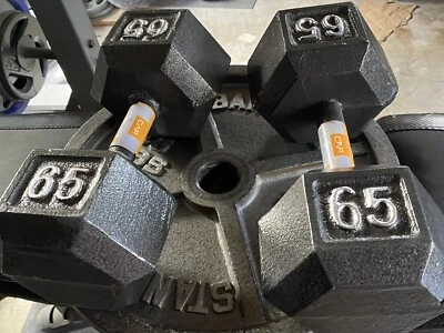 2 NEW CAP Cast  Iron Hex 65 lb Dumbbell Set | Knurled Grip | 130 lbs - Image 1 of 4