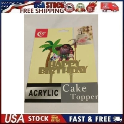 Moana Feliz Cumpleaños Acrílico Pastel Topper - Decoraciones Cumpleaños. 5"L x 5.25"W Foto 1 de 4