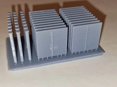 STOCK SCENICS OO Gauge Fence Panels & Wooden Posts 3d printed Unpainted