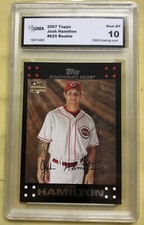 2007 Topps Josh Hamilton Baseball Card Rookie #625 Reds Graded GMA 10 Gem Mint