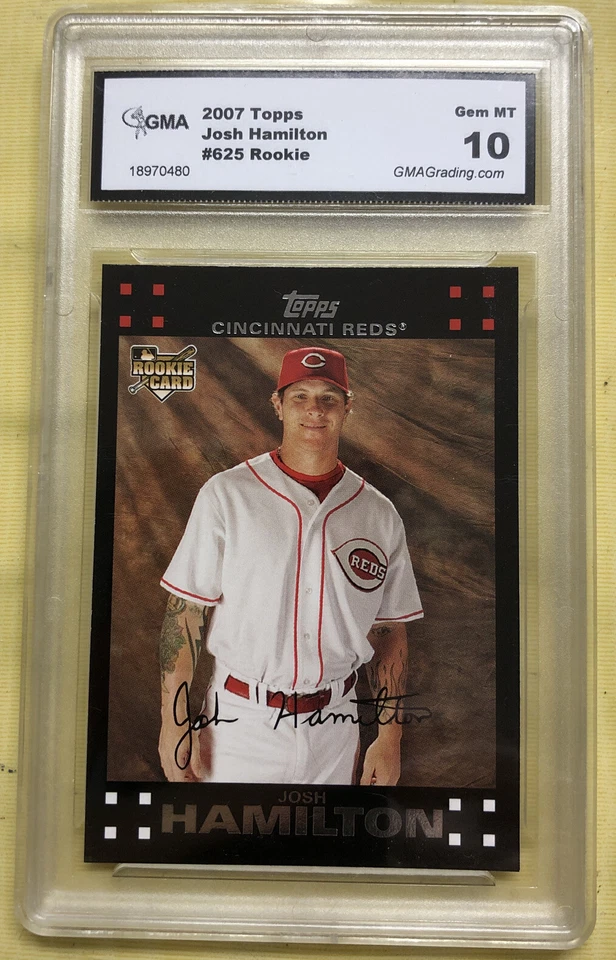 Бейсбольная карточка 2007 Topps Josh Hamilton дебютант No625 красная оценка GMA 10 Gem как новая - Изображение 1 из 4