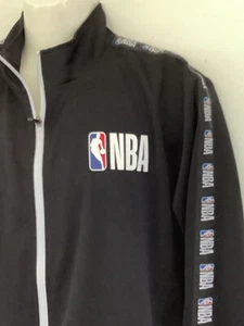 NBA logo Mens Track Black full Zip Jacket Size L large new NWOT - Picture 1 of 5