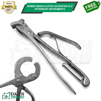 DAWNPROMED Reimer Emasculator Castration Clamp 12.5" Double Crush Veterinary Inst German Gr
