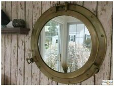 20" Porthole Mirror ~ Antique Brass Finish ~ Large Nautical Cabin Wall Decor