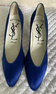YVES SAINT LAURENT PARIS CUSTOME DYED ROYAL BLUE POINTED TOE PUMP SIZE 8 S - Picture 1 of 6