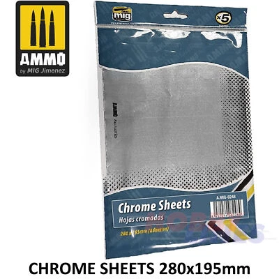 AMMO Munition CHROMPLATTEN selbstklebend 280x195 mm 5 Blatt Mig Jimenez AMIG8248